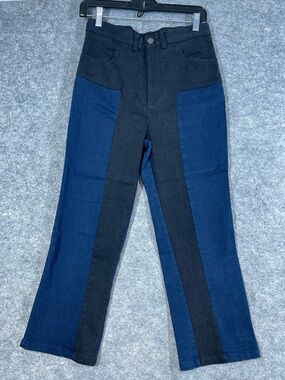 Rachel Comey Two Tone Jeans Size 6 Black Blue Colorblock Straight Leg Denim